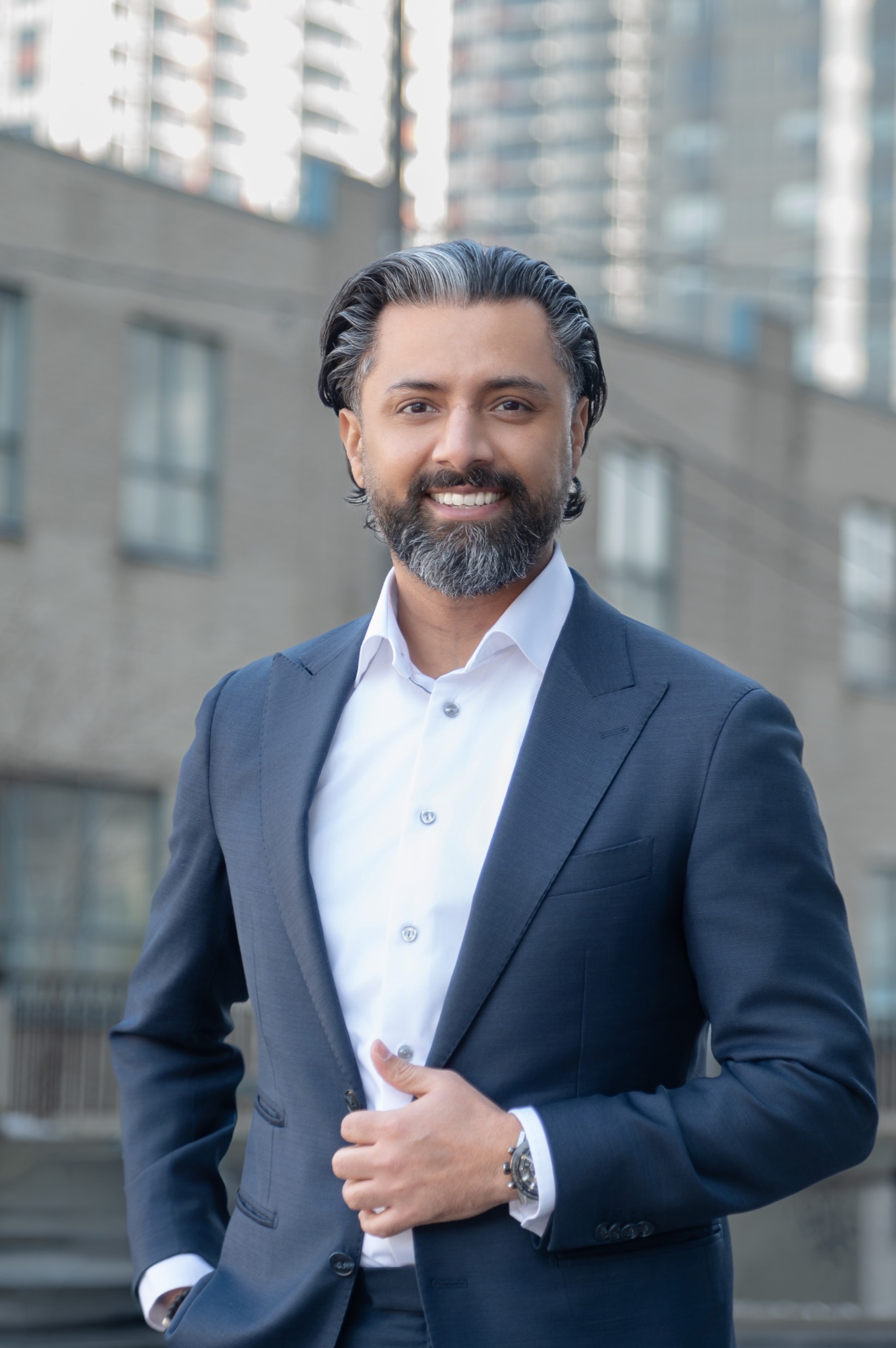 Ajit Saul with an urban backdrop